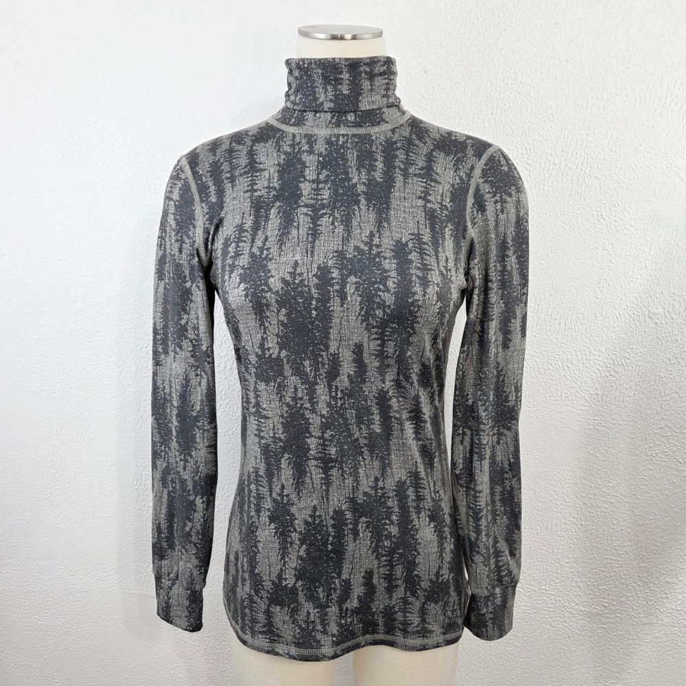 Kyodan long sleeve base layer tee gray trees landscape print women's small S